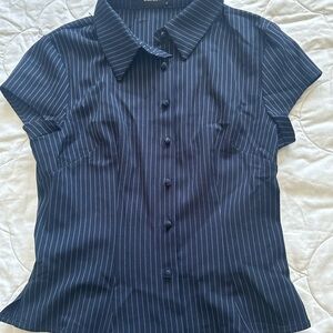 Cider Navy Pinstripe Button Down Shirt
